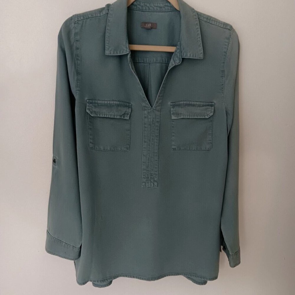 J. Jill Tencel Lyocell Indigo Pullover Tunic Light Blue Wash Size M